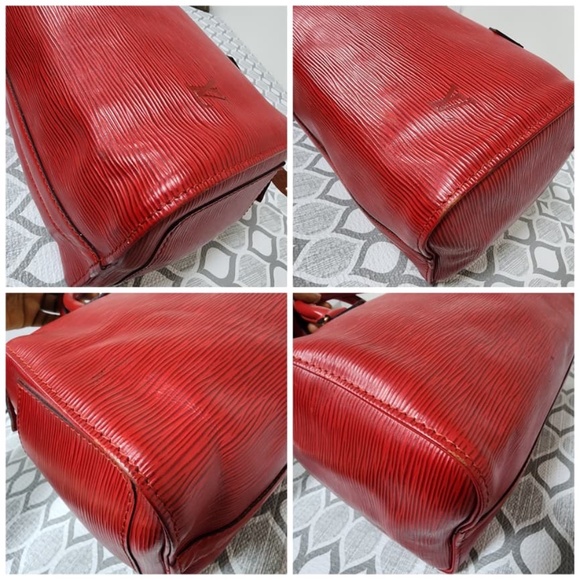 Authentic LOUIS VUITTON Red Epi Leather Speedy 25 Bag - Picture 6 of 15